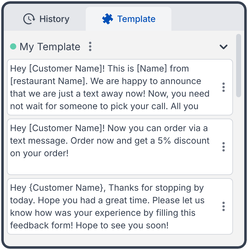 SMS message templates
